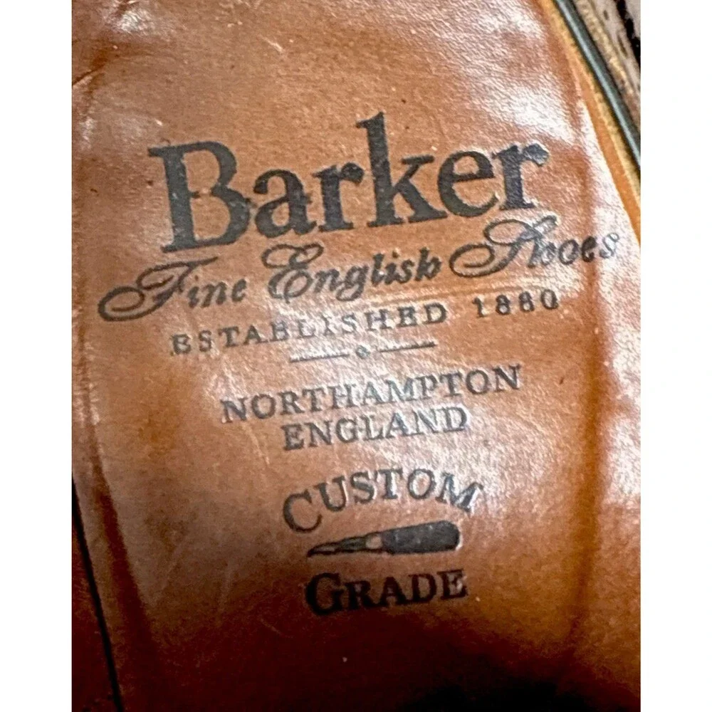 Barker tan leather derby brogue lace up shoes mens size 9.5 made in England